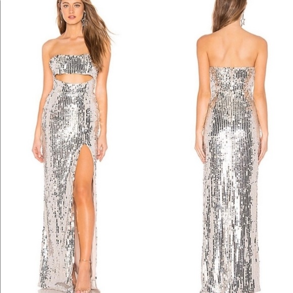 MAJORELLE Dresses & Skirts - NWOT Majorelle Carmona Maxi Dress in Silver Size Medium